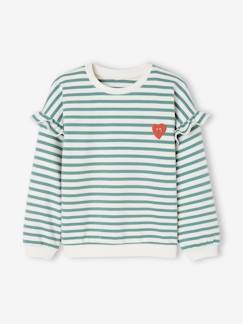 Maedchenkleidung-Pullover, Strickjacken & Sweatshirts-Mädchen Ringel-Sweatshirt, Volantärmel Oeko-Tex