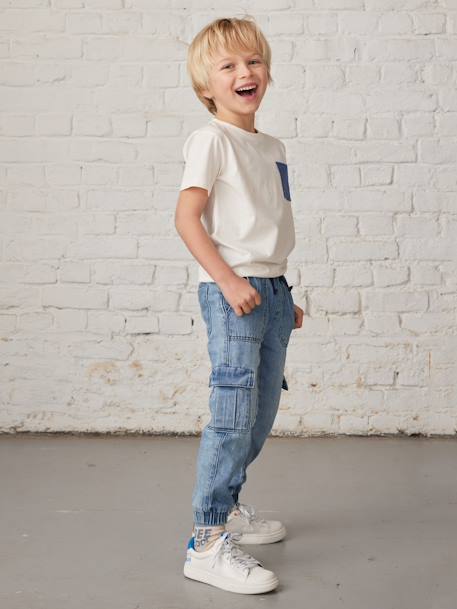 Jungen Cargo-Jeans mit Dehnbund Oeko-Tex - blue stone+double stone+schwarz denim - 9