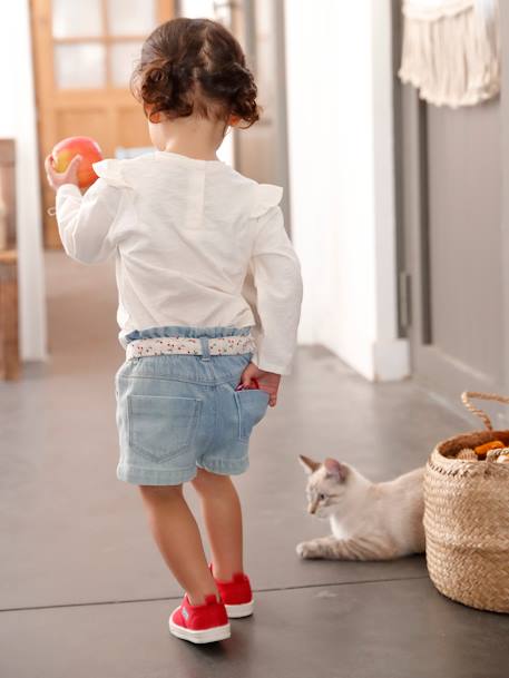Baby Paperbag-Shorts mit Stoffgürtel - bleached - 8