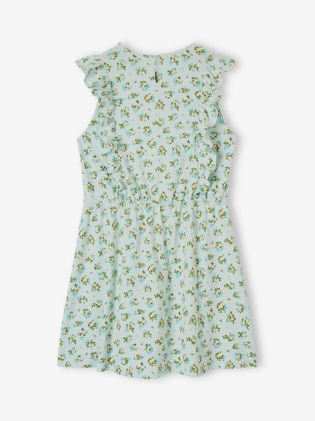 Mädchen Kleid mit Volants Oeko-Tex - grün bedruckt+hellblau+rosa - 7