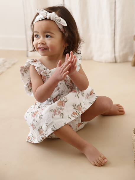 Baby-Set: Kleid, Spielhose & Haarband - weiß - 2