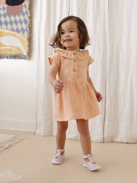 Mädchen Baby Kleid - grün+orange - 8