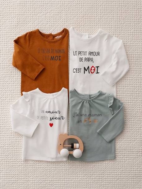 Baby Shirt mit Aufschrift Oeko-Tex - pfauenblau+weiß - 9