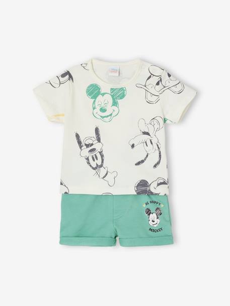 Baby-Set: T-Shirt & Shorts Disney MICKY MAUS - grün bedruckt - 1