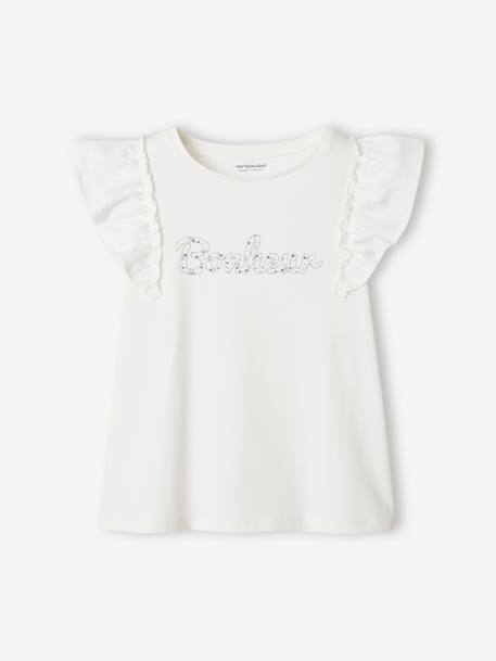 Mädchen T-Shirt mit Volantärmeln - wollweiß - 1