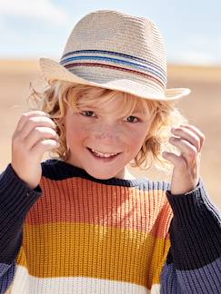 Jungenkleidung-Accessoires-Hüte-Jungen Sonnenhut in Stroh-Optik