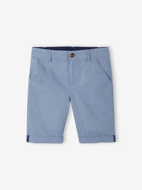Festliche Jungen Shorts - blau+hellbeige+marine+salbeigrün - 1