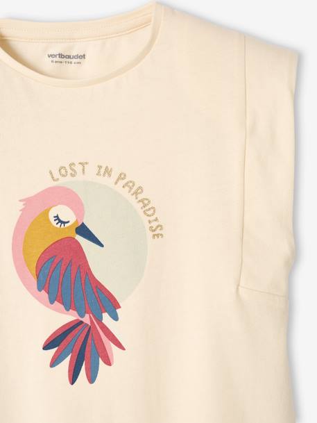 Mädchen T-Shirt, Paradiesvogel Oeko-Tex - bonbon rosa+wollweiß - 9