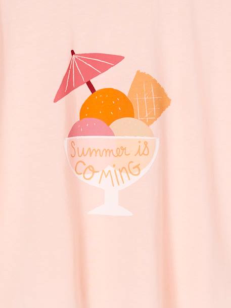 Mädchen T-Shirt, Sommer-Print - rosa+wollweiß - 3