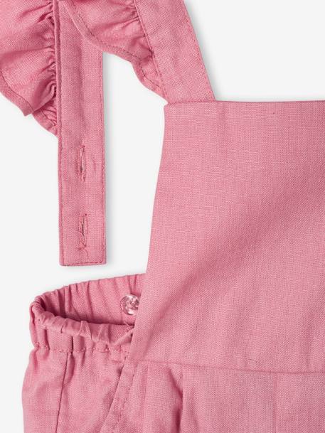 Baby Latzhose mit Volants, Leinen-Mix - rosa - 5