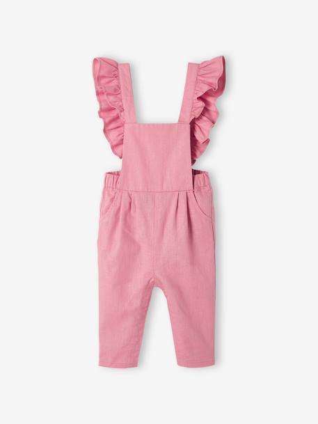 Baby Latzhose mit Volants, Leinen-Mix - rosa - 2