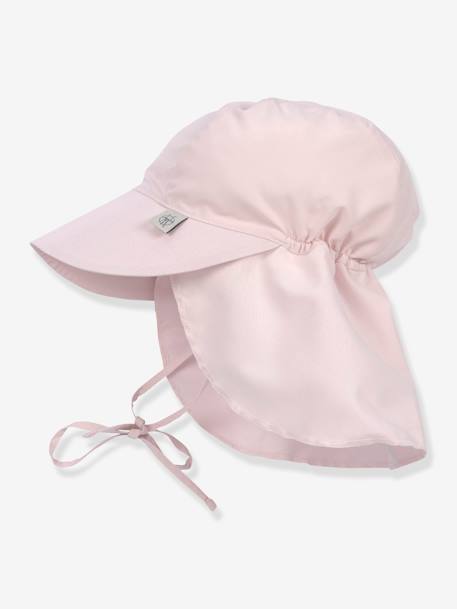 Baby Sonnenhut mit Nackenschutz LÄSSIG - rosa+rosa nude+weiß gestreift - 1