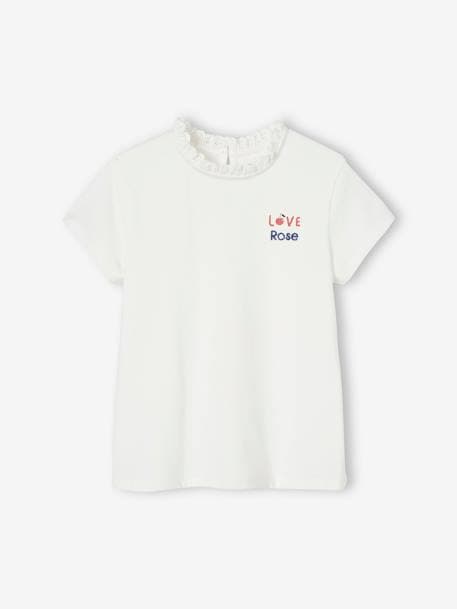 Mädchen T-Shirt mit Rüschen LOVE, personalisierbar - marine+wollweiß - 7