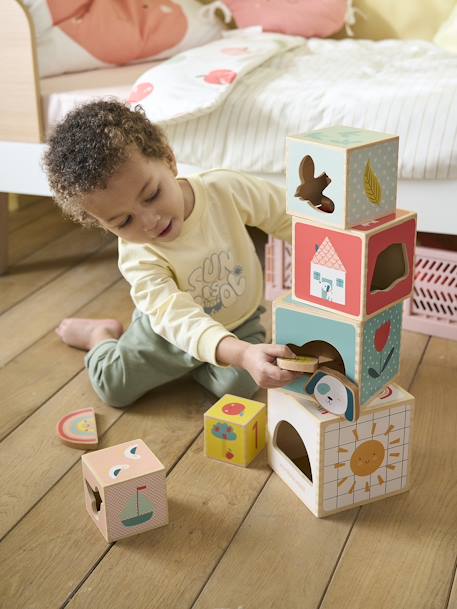 Baby Stapelturm mit Steckspiel aus Holz FSC® - mehrfarbig/das süße leben+mehrfarbig/pandafreunde+mehrfarbig/waldfreunde - 6
