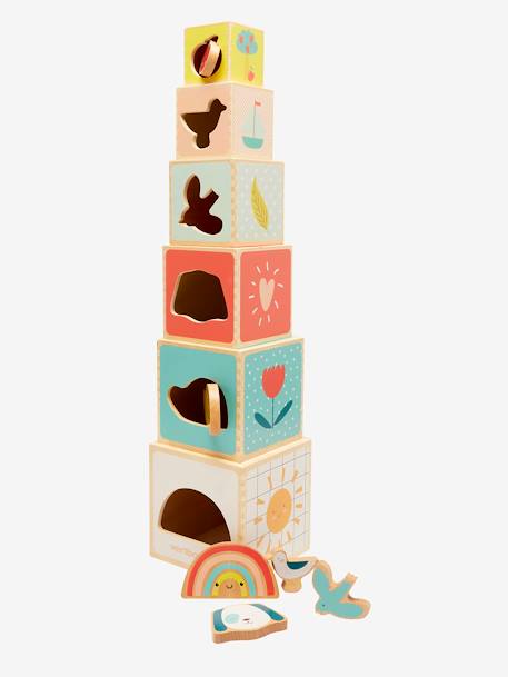 Baby Stapelturm mit Steckspiel aus Holz FSC® - mehrfarbig/das süße leben+mehrfarbig/pandafreunde+mehrfarbig/waldfreunde - 2