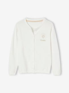 Maedchenkleidung-Pullover, Strickjacken & Sweatshirts-Mädchen Strickjacke mit gesticktem Glitzerherz BASIC, personalisierbar