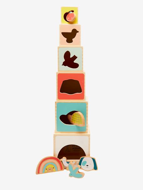 Baby Stapelturm mit Steckspiel aus Holz FSC® - mehrfarbig/das süße leben+mehrfarbig/pandafreunde+mehrfarbig/waldfreunde - 3