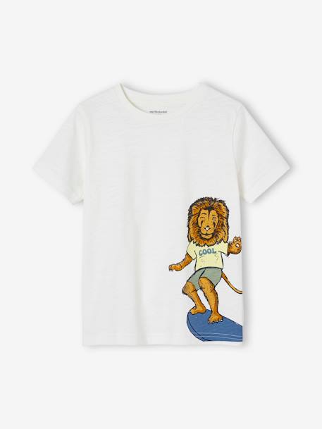 Jungen T-Shirt, Tierprint - weiß+wollweiß+ziegel - 4