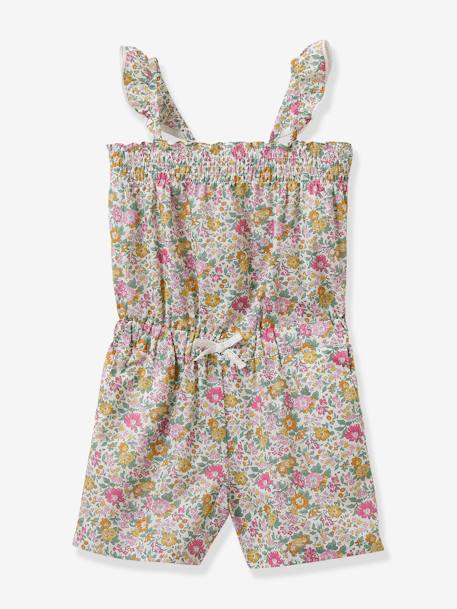 Kurzer Mädchen Jumpsuit aus Liberty-Stoff CLARE RICH CYRILLUS - weiß bedruckt - 2