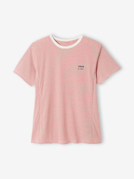 T-Shirt aus Baumwolle, Schwangerschaft & Stillzeit, personalisierbar Oeko-Tex - grün+rot gestreift - 9