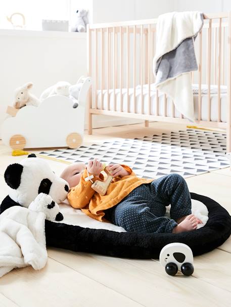 Baby-Geschenkset: Schmusetuch + Babydecke, Panda - weiß/schwarz - 4