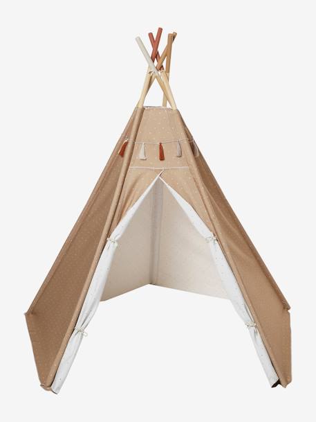 Kinder Spielzelt GERONIMO, wendbares Tipi mit Holzstangen, FSC® - karamell/wollweiß+mehrfarbig - 9