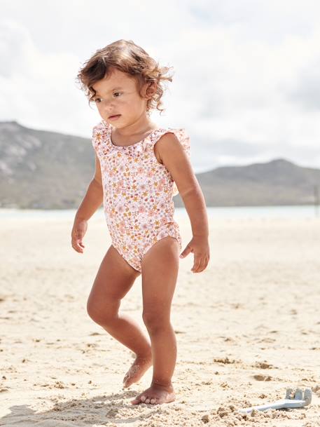 Mädchen Baby Badeanzug, Vintage-Look - rosa - 1