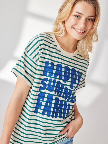 Capsule Collection: Eltern T-Shirt HAPPY SUMMER FAMILY - grün gestreift - 1