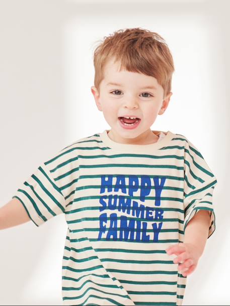 Capsule Collection: Baby T-Shirt HAPPY SUMMER FAMILY - grün gestreift - 1