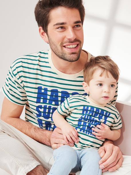 Capsule Collection: Eltern T-Shirt HAPPY SUMMER FAMILY - grün gestreift - 7