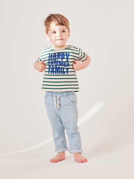 Capsule Collection: Baby T-Shirt HAPPY SUMMER FAMILY - grün gestreift - 7