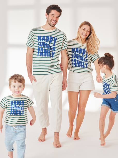 Capsule Collection: Eltern T-Shirt HAPPY SUMMER FAMILY - grün gestreift - 3