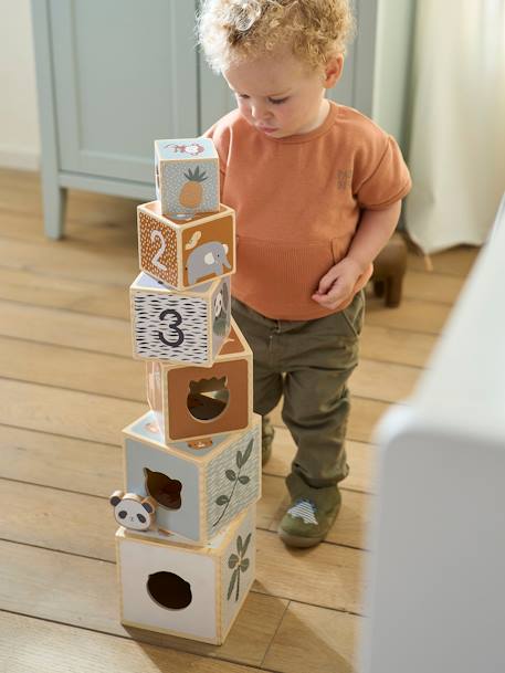 Baby Stapelturm mit Steckspiel aus Holz FSC® - mehrfarbig/das süße leben+mehrfarbig/pandafreunde+mehrfarbig/waldfreunde - 9
