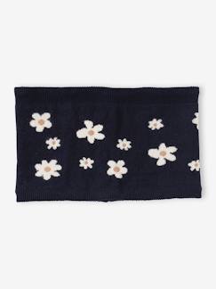 Maedchenkleidung-Accessoires-Mützen, Schals & Handschuhe-Mädchen Rundschal mit Jacquard-Blumen