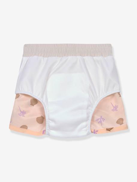 Baby Badeshorts mit Schwimmwindel LÄSSIG - rosa nude+weiß gestreift - 3