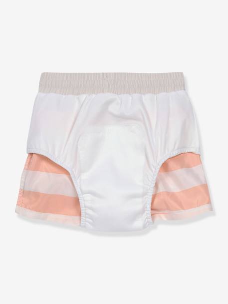 Baby Badeshorts mit Schwimmwindel LÄSSIG - rosa nude+weiß gestreift - 6