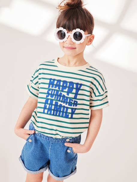 Capsule Collection: Kinder T-Shirt HAPPY SUMMER FAMILY - grün gestreift - 7