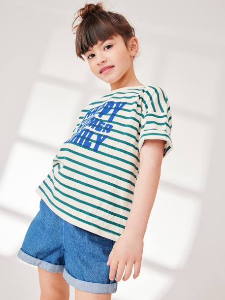 Capsule Collection: Kinder T-Shirt HAPPY SUMMER FAMILY - grün gestreift - 6