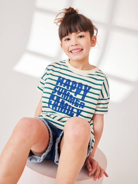 Capsule Collection: Kinder T-Shirt HAPPY SUMMER FAMILY - grün gestreift - 5
