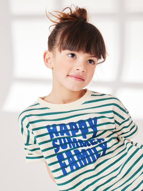 Capsule Collection: Kinder T-Shirt HAPPY SUMMER FAMILY - grün gestreift - 4