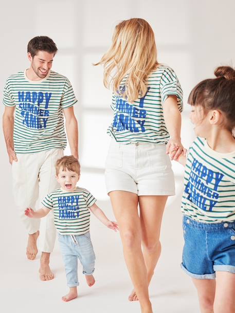 Capsule Collection: Eltern T-Shirt HAPPY SUMMER FAMILY - grün gestreift - 6