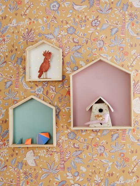 Kinderzimmer 3er-Set Wandregale in Hausform, Setzkasten - nachtblau+moosgrün+gelb+rosa+türkis+weiß+gelb - 9