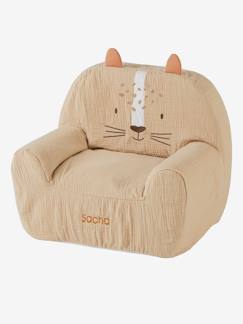 Weicher Kinderzimmer Sessel TIGER mit Musselin-Bezug, personalisierbar -  - [numero-image]