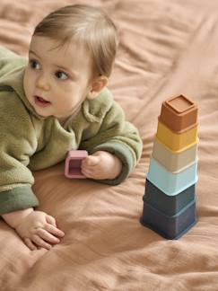 Spielzeug-Baby-Tasten & Greifen-Stapelwürfel-Set aus Silikon