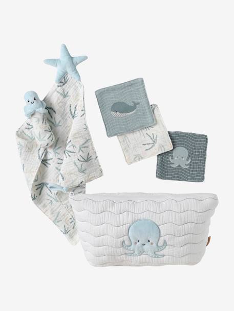 Baby Geschenk-Set zur Geburt OZEAN, personalisierbar - blaugrau - 1