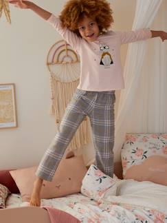 Maedchenkleidung-Schlafanzüge & Nachthemden-Mädchen Schlafanzug mit Flanellhose SUPERCAT