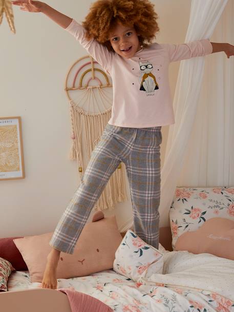 Mädchen Schlafanzug mit Flanellhose SUPERCAT - hellrosa - 1