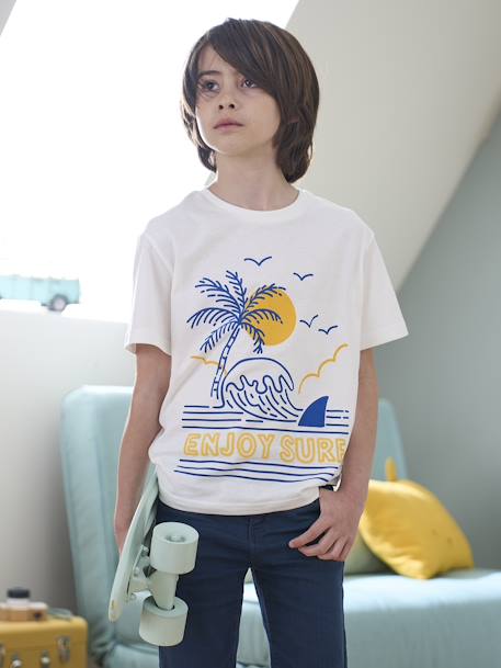 Jungen T-Shirt, Reliefprint - blau+wollweiß - 7