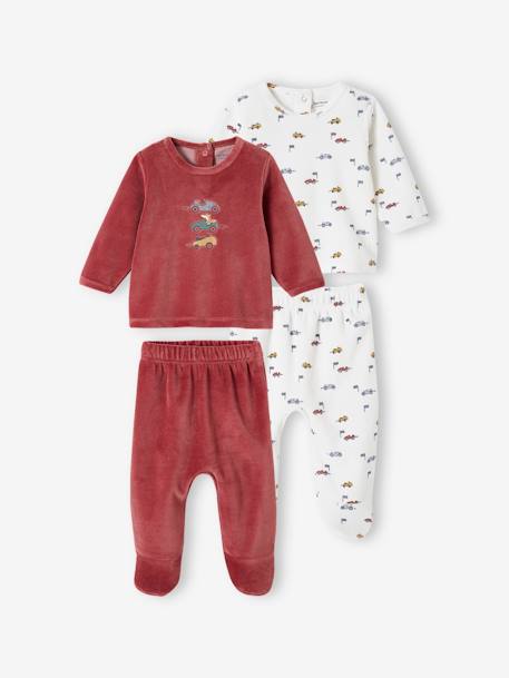 2er-Pack Baby Schlafanzüge aus Samt, Rennautos Oeko-Tex - terrakotta - 1