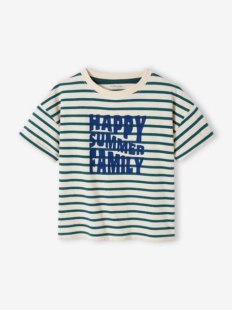 Capsule Collection: Kinder T-Shirt HAPPY SUMMER FAMILY - grün gestreift - 1
